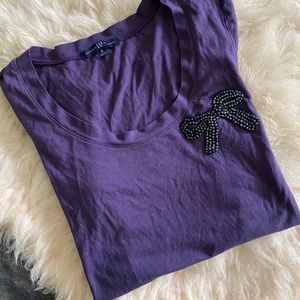 GAP Fitted-Tee With Beaded Bow |Size S|
